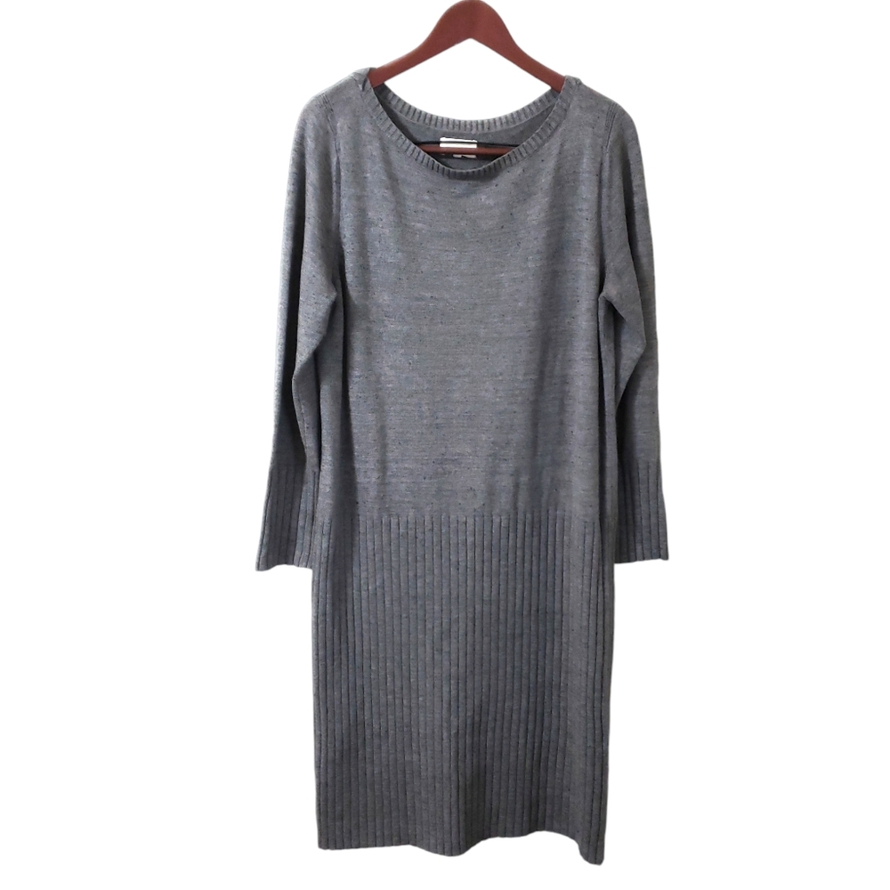 Lou & Grey Knit Ribbed Midi Shift Sweater Dress Sz Large